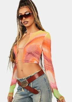 AFRM Neon Watercolor Vida Mesh Top