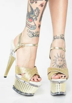 Ellie Shoes Power N Gold Platform Heels