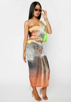 AFRM Dresses Evil Eye Sunset Amina Mesh Dress