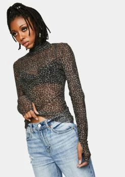 AFRM Tops Vintage Leopard Print Zadie Turtleneck