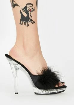 Ellie Shoes Sasha Marabou Clear Heels