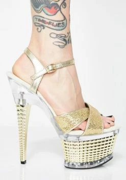 Ellie Shoes Power N Gold Platform Heels