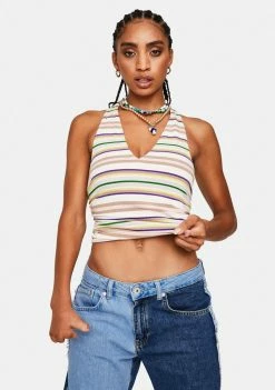 AFRM Arkin Striped Halter Top Tops