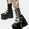 Ellie Shoes Wicked Patent High N Mighty Buckle Strap Platforms