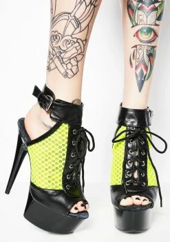 Ellie Shoes Dominate'Em Lace-Up Heels Platforms