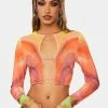 AFRM Neon Watercolor Vida Mesh Top