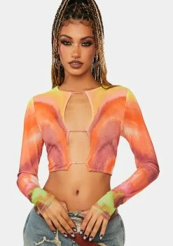 AFRM Neon Watercolor Vida Mesh Top