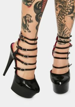 Ellie Shoes Dangerous Woman Platform Buckle Heels