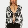 AFRM Tops Blanc Zebra Yamilia Tie-Front Top