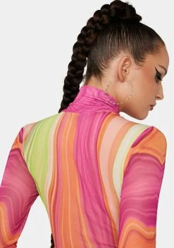 AFRM Spring Wave Zadie Mesh Turtleneck Top