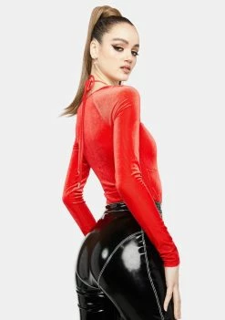 AFRM Rouge Assunta Velvet Bodysuit Tops