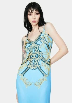 AFRM Teal Chain Amina Mesh Midi Dress Dresses