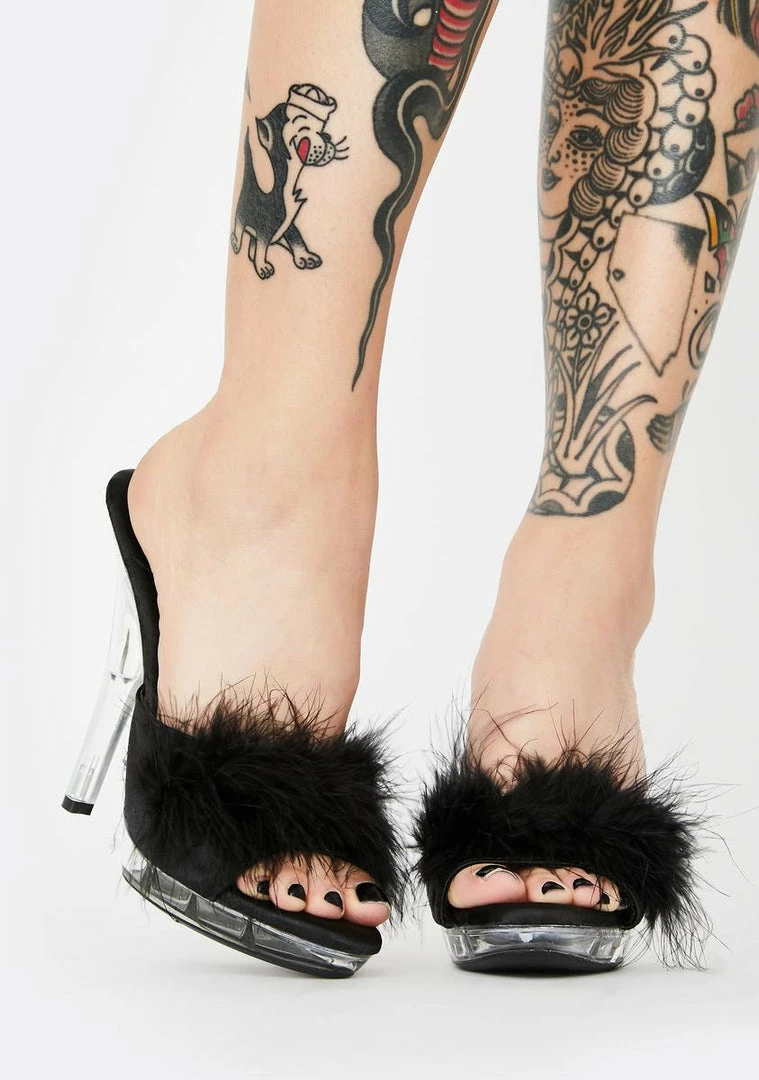 Outlet ⌛ Ellie Shoes Sasha Marabou Clear 👠 Heels 💯 3 Ellie Shoes Sasha Marabou Clear Heels