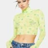 AFRM Lime Daisy Micaela Mesh Turtleneck Top Mesh Shirt