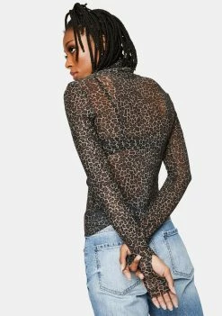 AFRM Tops Vintage Leopard Print Zadie Turtleneck