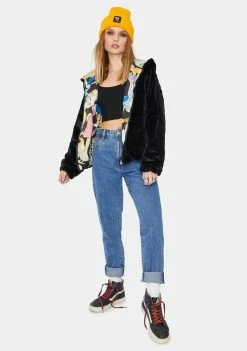 Members Only Outerwear Looney Toons Faux Fur Jacket