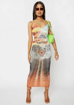 AFRM Dresses Evil Eye Sunset Amina Mesh Dress