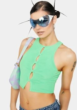 AFRM Mesh Shirt Neon Green Calabra Mesh Crop Top
