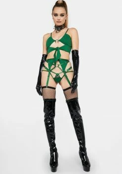 The End Lingerie Green Strappy Garter Belt