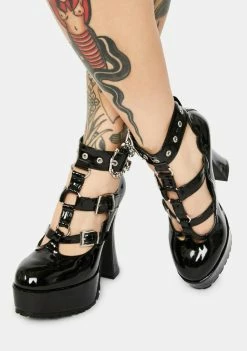 Ellie Shoes Ink Pleasure Is Mine Platform Heels