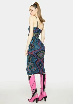 AFRM Roze Mesh Midi Dress Dresses