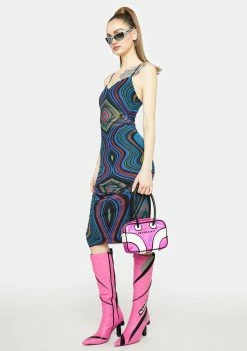 AFRM Roze Mesh Midi Dress Dresses