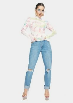 AFRM Blanc Spiral Tie Dye Zadie Turtleneck Tops