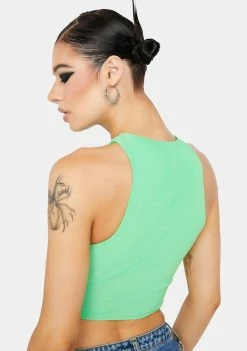 AFRM Mesh Shirt Neon Green Calabra Mesh Crop Top
