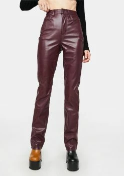 AFRM Bottoms Heston Vegan Leather Straight Leg Pants