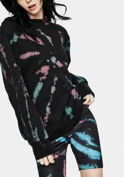 AFRM Blue Spiral Tie Dye Diana Crewneck Sweatshirt