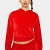 AFRM Red Kira Velour Hoodie Tops