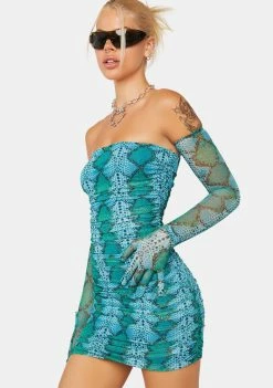 AFRM Teal Snake Danni Mini Dress