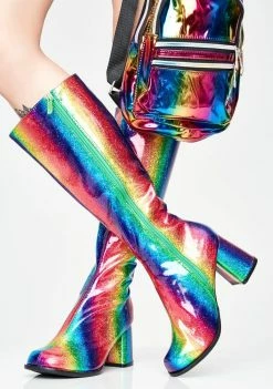 Ellie Shoes Luv Drug Glitter Gogo Boots Knee High Boots