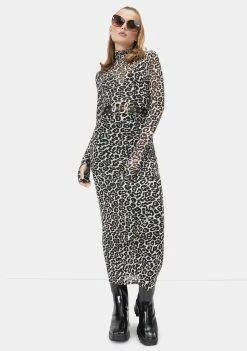 AFRM Spring Leopard Shailene Mesh Midi Dress