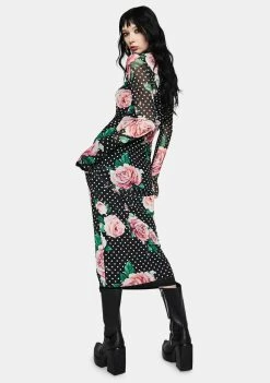 AFRM Winter Rose Polka Dot Shailene Mesh Dress Dresses