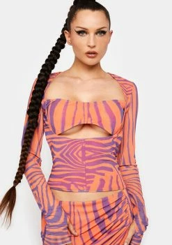 AFRM Orange Zebra Noreen Cut-Out Top