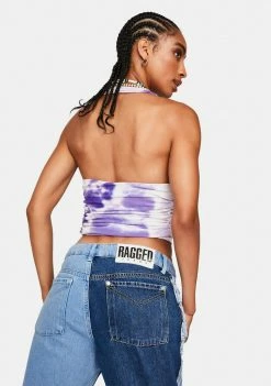 AFRM Arkin Tie Dye Halter Top Crop Halter Top