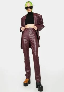 AFRM Bottoms Heston Vegan Leather Straight Leg Pants