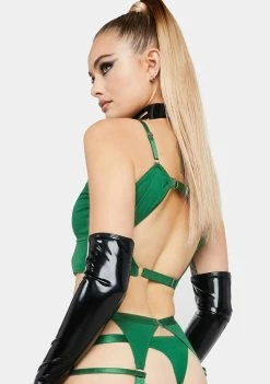 The End Lingerie Green Strappy Garter Belt