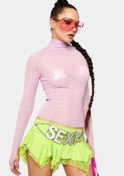 AFRM Tops Orchid Zadie Mesh Turtleneck Top