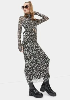 AFRM Spring Leopard Shailene Mesh Midi Dress