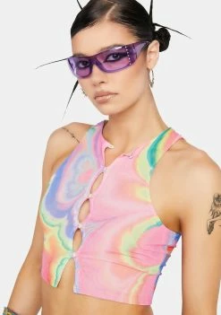 AFRM Abstract Marble Calabra Mesh Crop Top