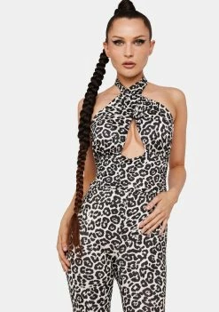 AFRM Printed Jumpsuit Leopard Wyn Cut-Out Catsuit