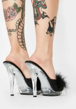 Outlet ⌛ Ellie Shoes Sasha Marabou Clear 👠 Heels 💯 7 Ellie Shoes Sasha Marabou Clear Heels