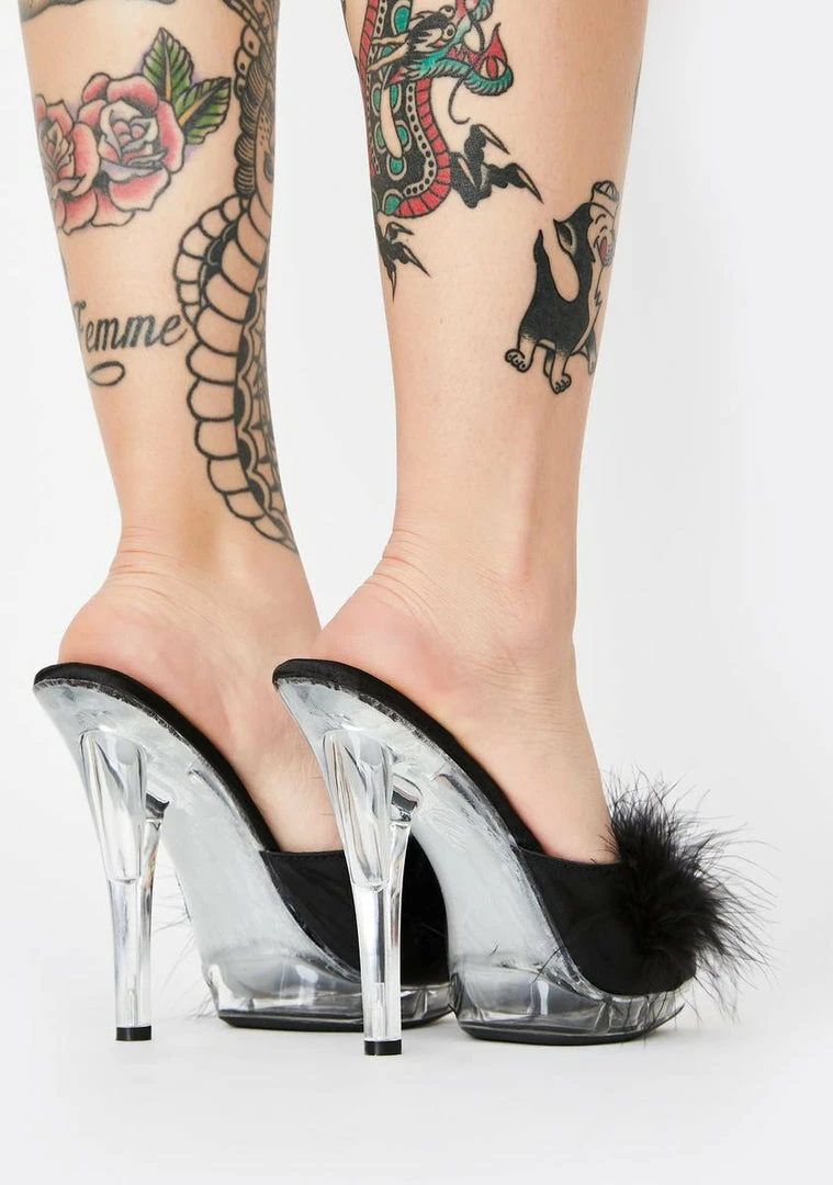 Outlet ⌛ Ellie Shoes Sasha Marabou Clear 👠 Heels 💯 4 Ellie Shoes Sasha Marabou Clear Heels