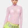 AFRM Tops Orchid Zadie Mesh Turtleneck Top