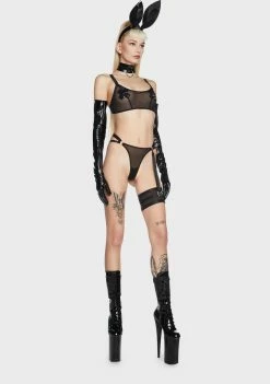 The End Lingerie Barbaric Mesh Thong With Garter Lingerie & Sleepwear