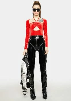 AFRM Rouge Assunta Velvet Bodysuit Tops