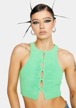 AFRM Mesh Shirt Neon Green Calabra Mesh Crop Top