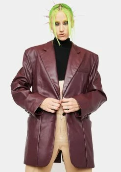 AFRM Agnes Vegan Leather Blazer Outerwear